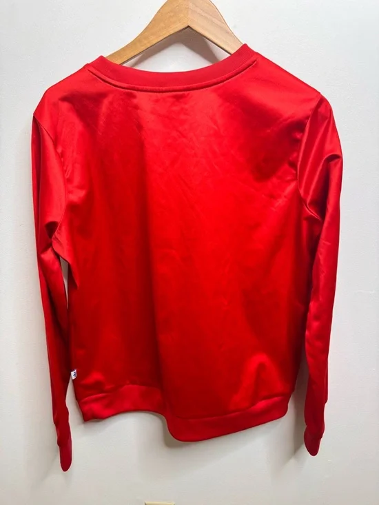 adidas Red Long Sleeve Trefoil Logo Tee - Picture 4 of 4